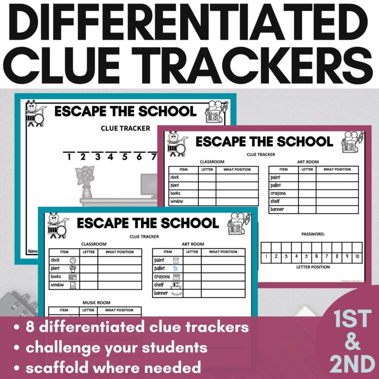 differentiated clue tracker worksheets